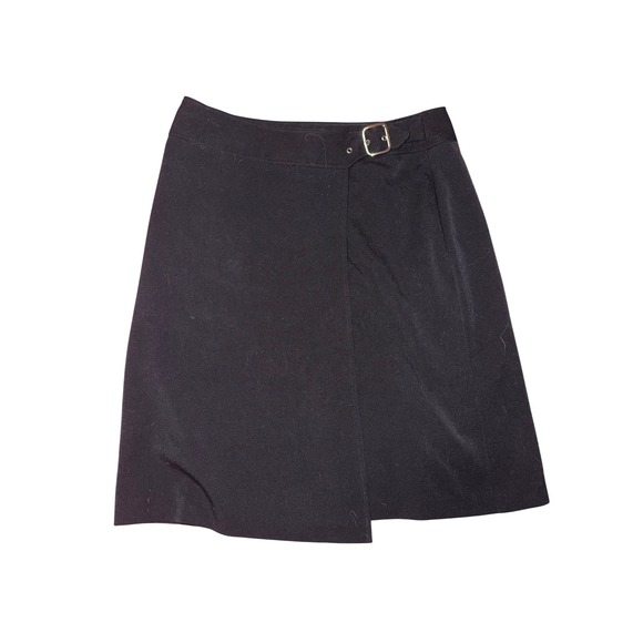 Briggs Petite Dresses & Skirts - Briggs Petite‎ Womens Black Wrap Skirt Buckle Side Career A-Line Size 8P